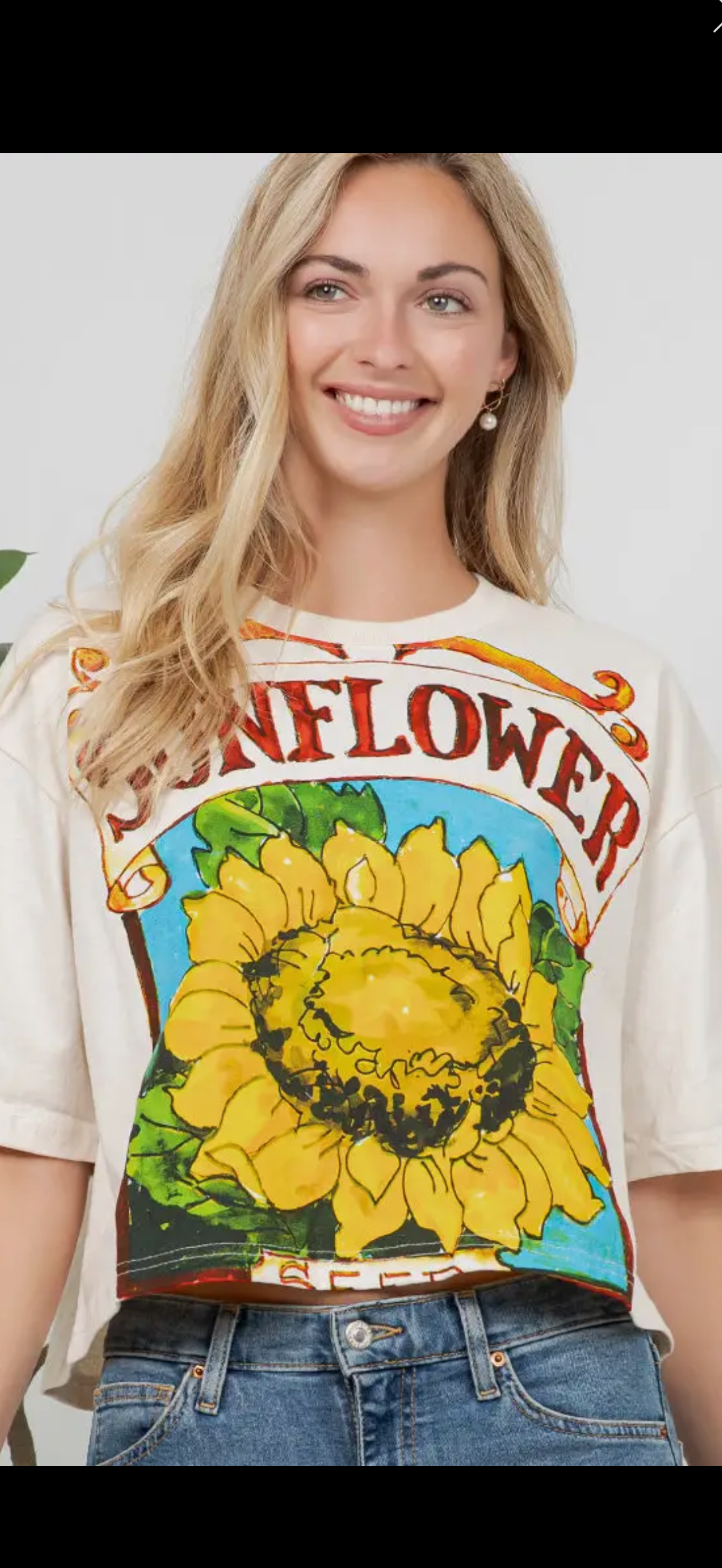 Sunflower graphic crop t-shirt