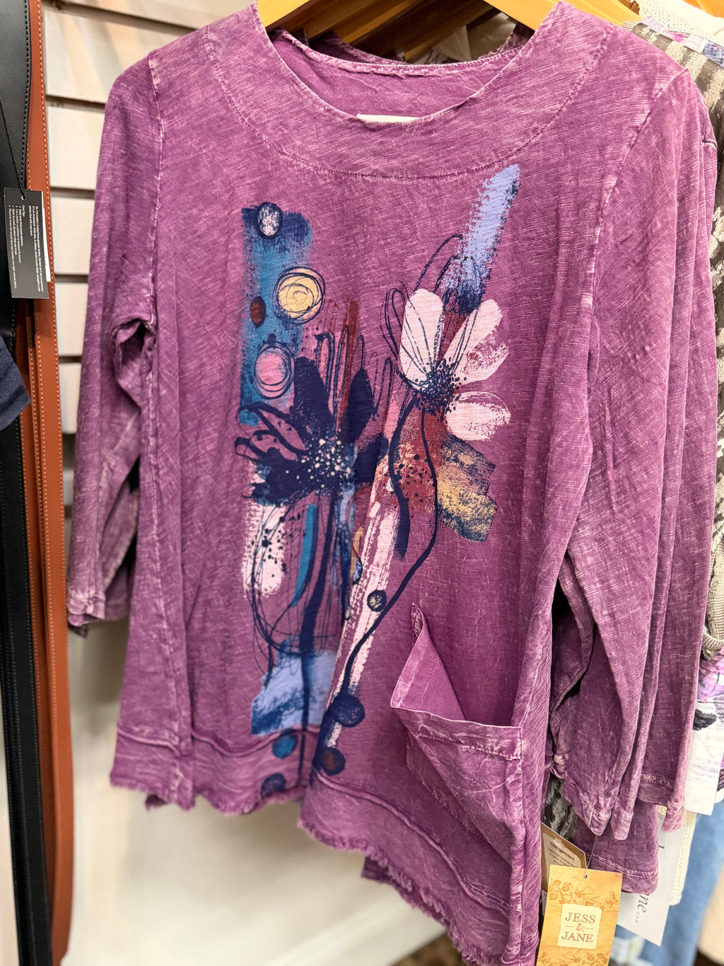 Mineral wash cotton plum slub tunic