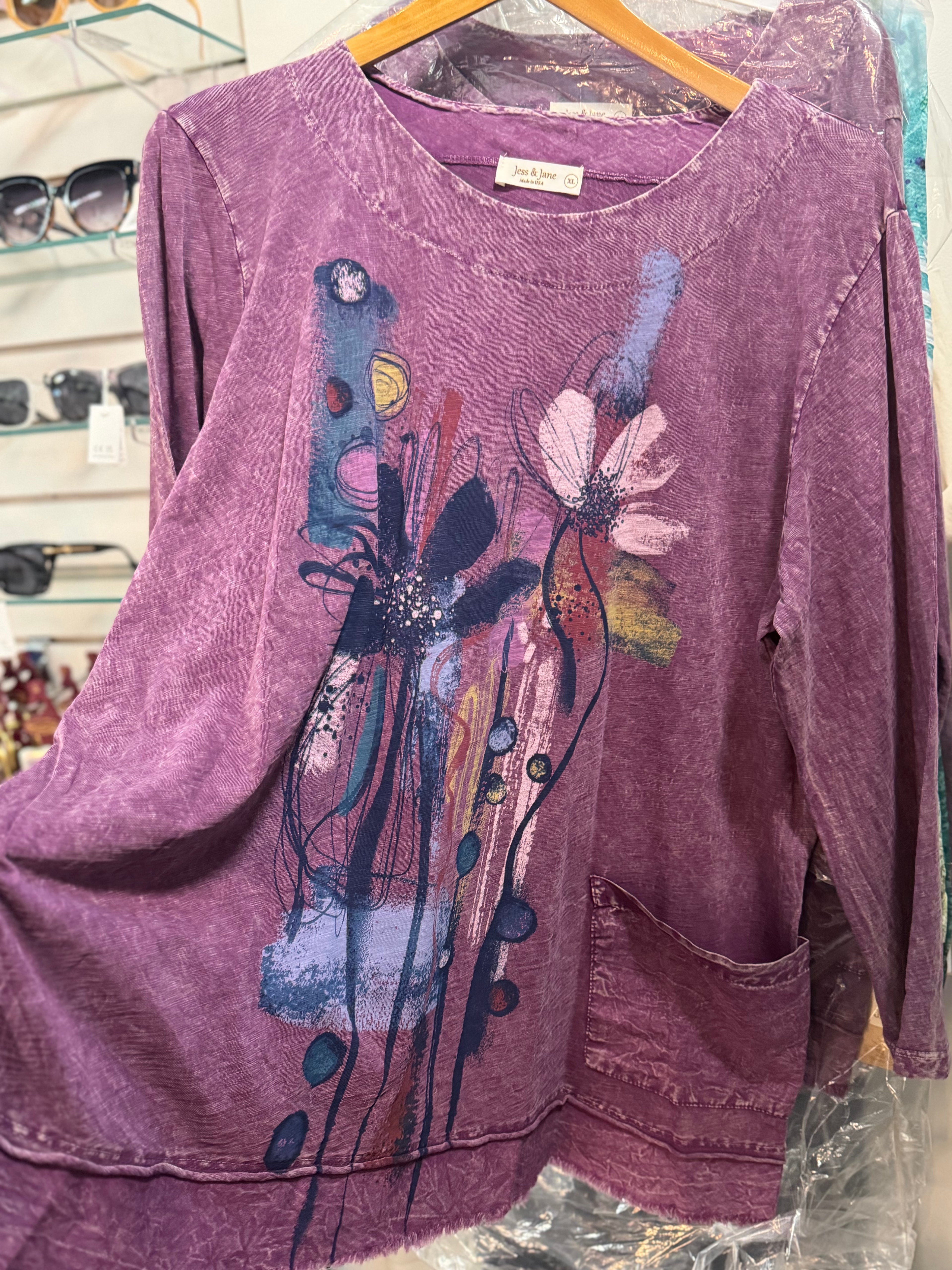 Mineral wash cotton plum slub tunic
