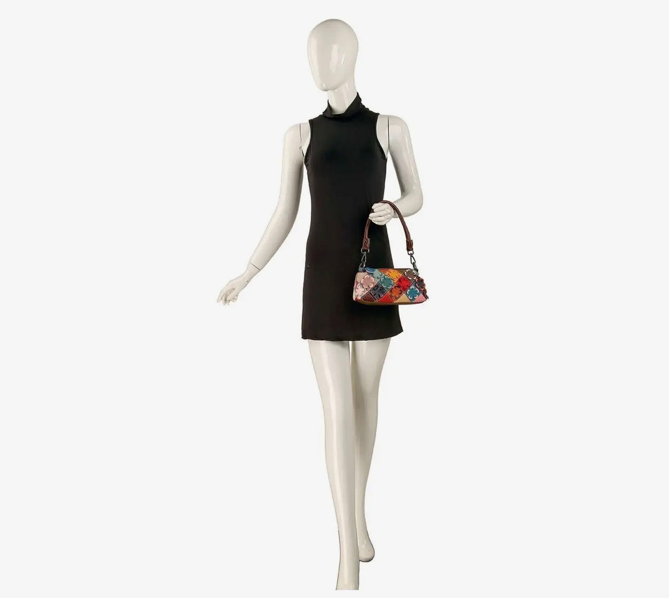 Genuine leather petite colorful floral design bag