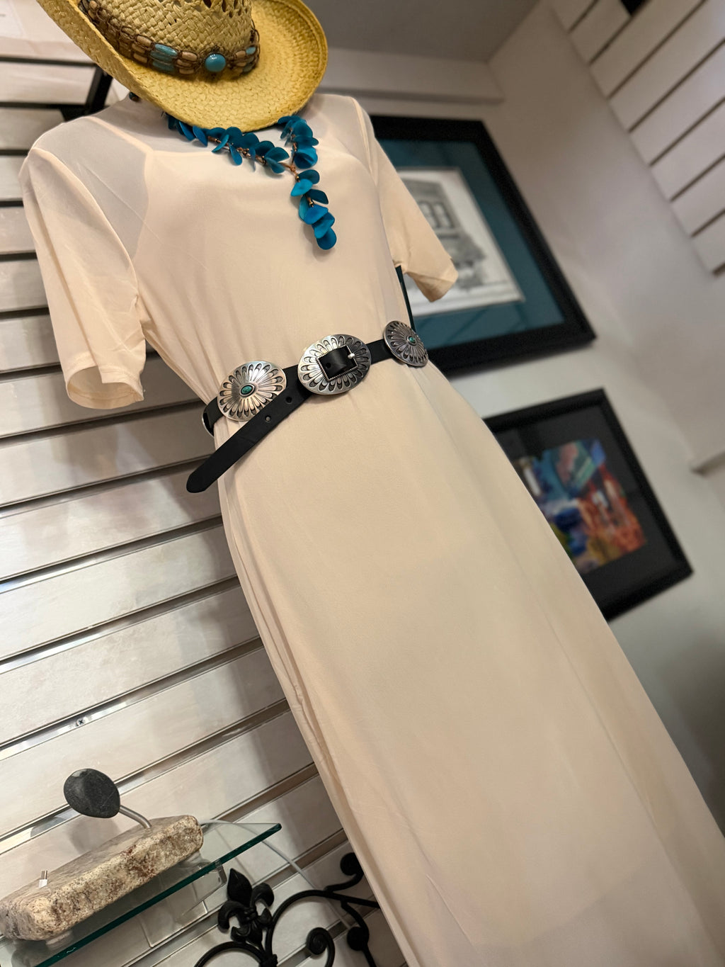cream color layer mesh dress