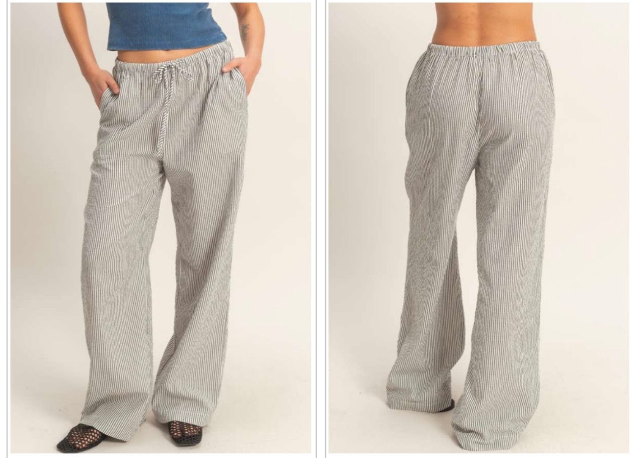seersucker drawstring pants