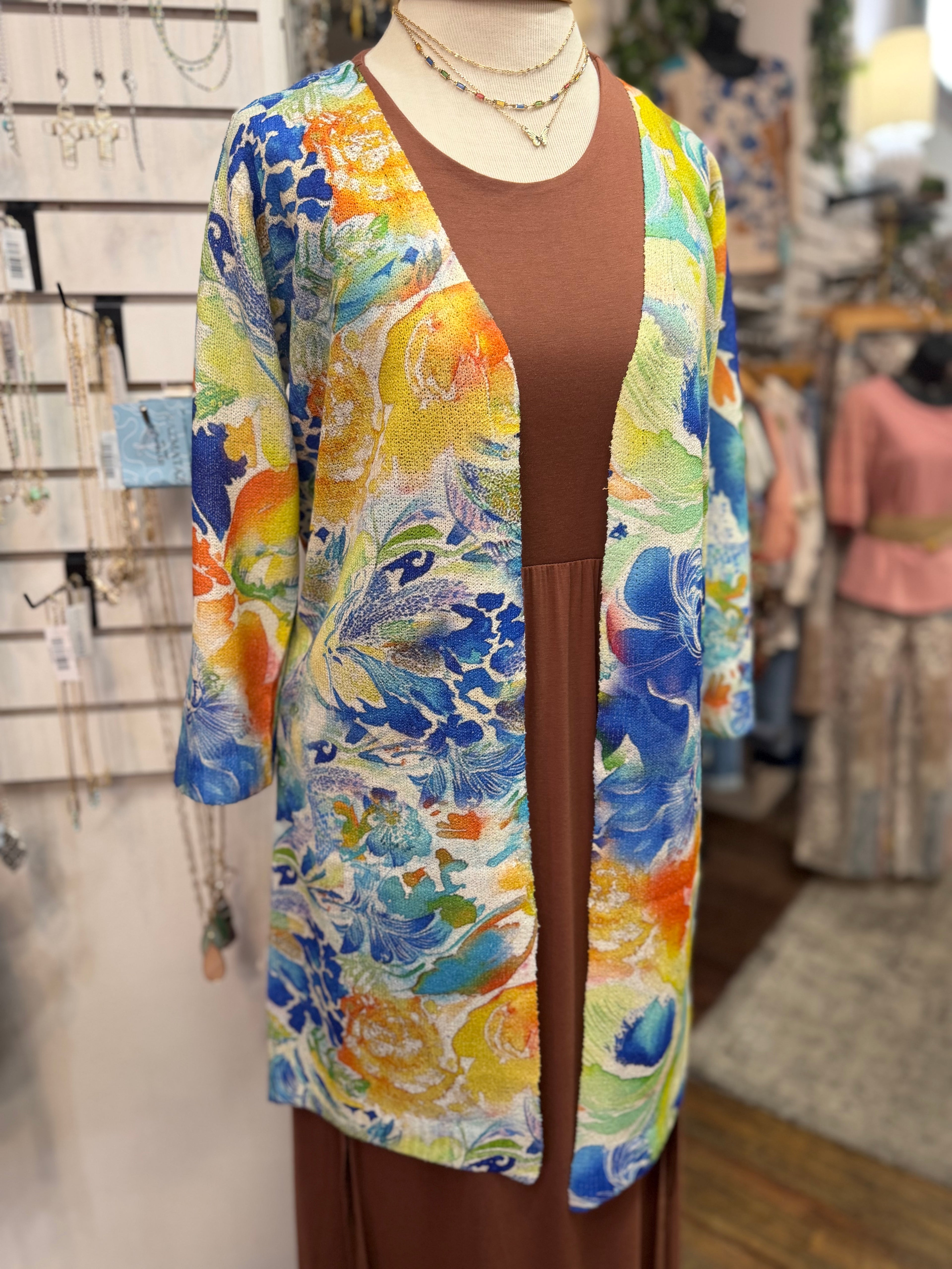 Vibrant color open lightweight knit cardigan