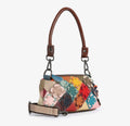 Genuine leather petite colorful floral design bag