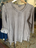 3/4 sleeve 100% cotton brush dye taupe top