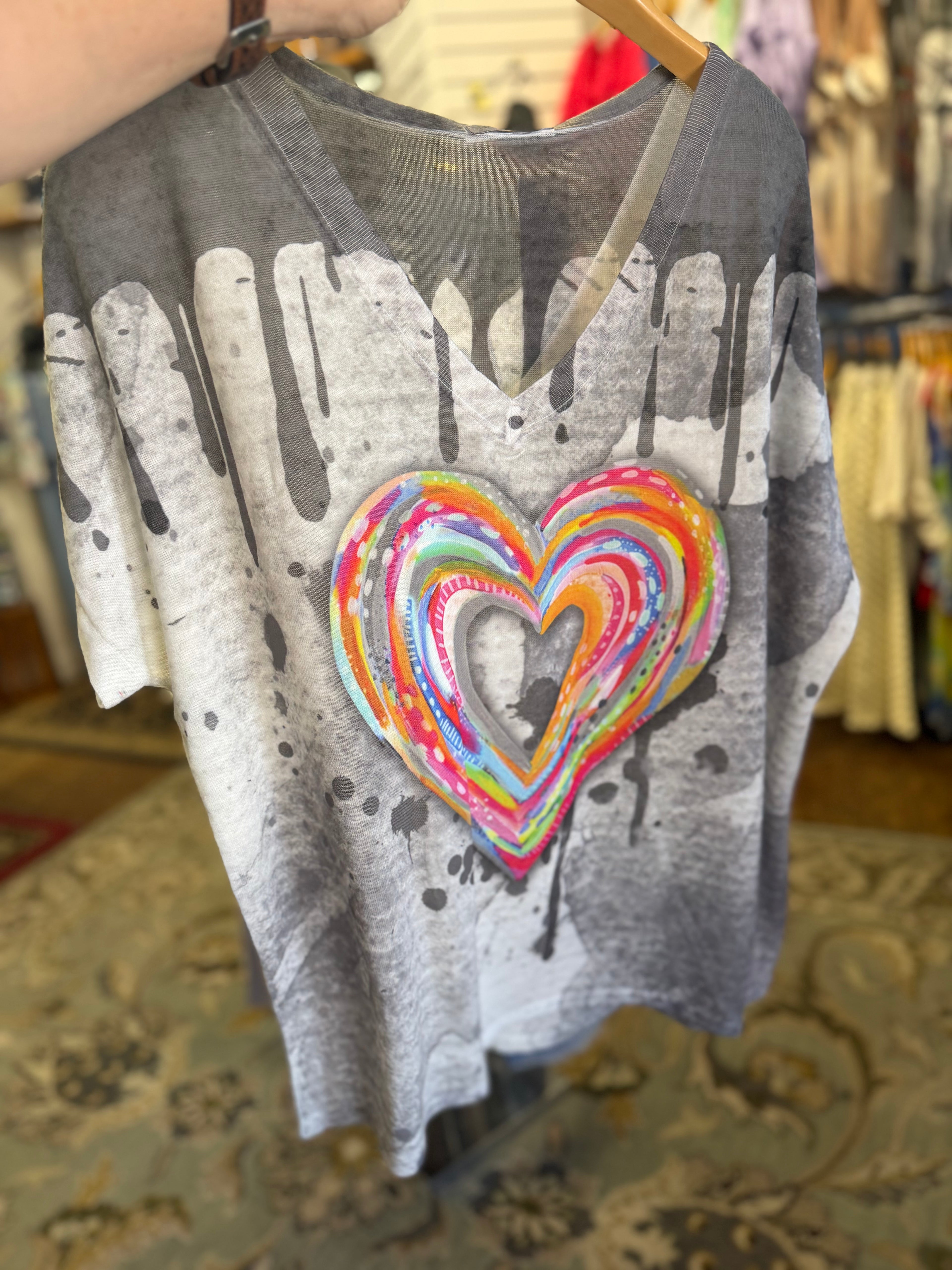 Made in Italy print heart top