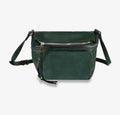 Genuine leather fold over crossbody sling in green