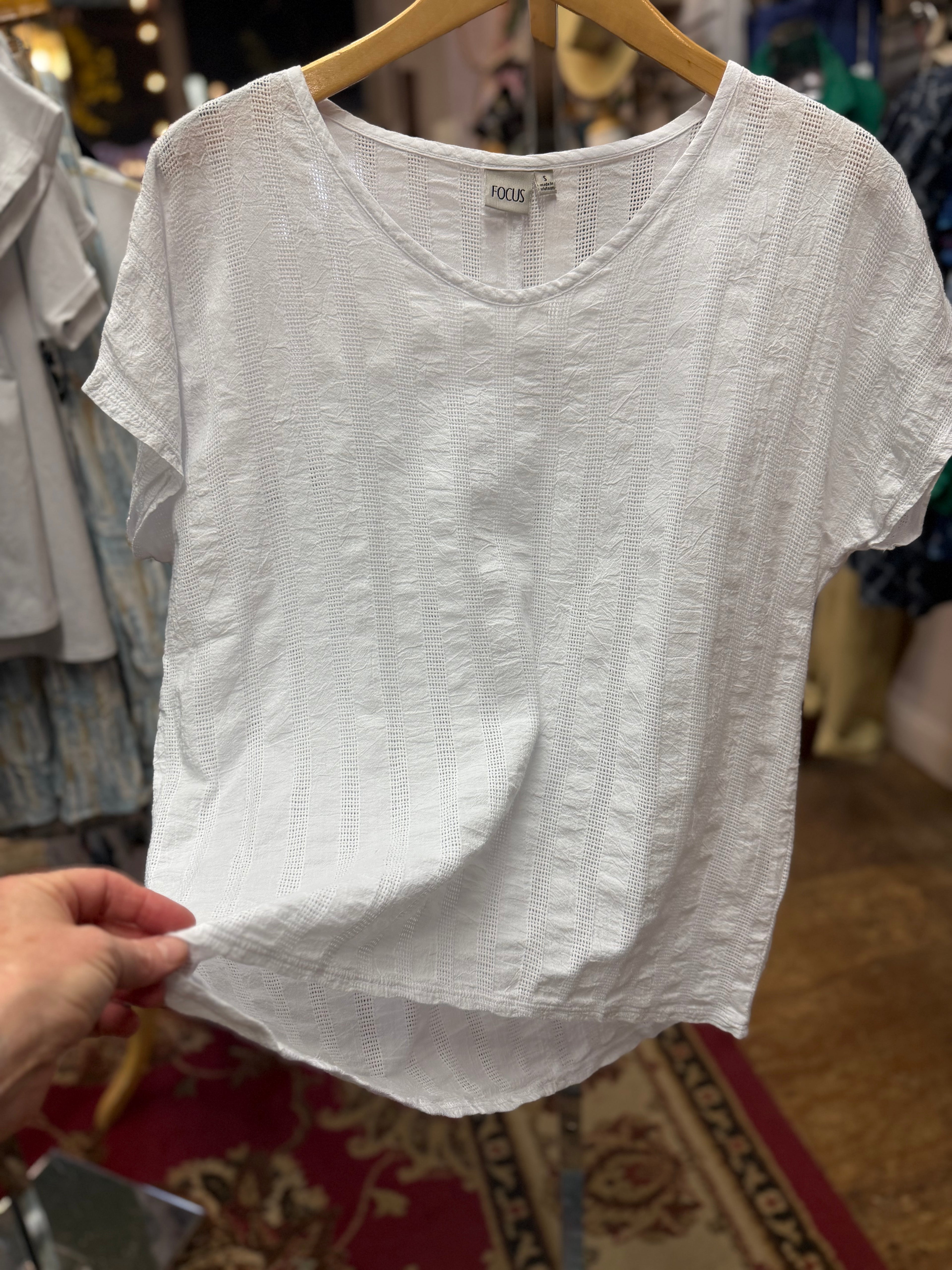 V neck 100% cotton white lightweight top