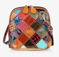 Genuine leather patchwork crossbody sling