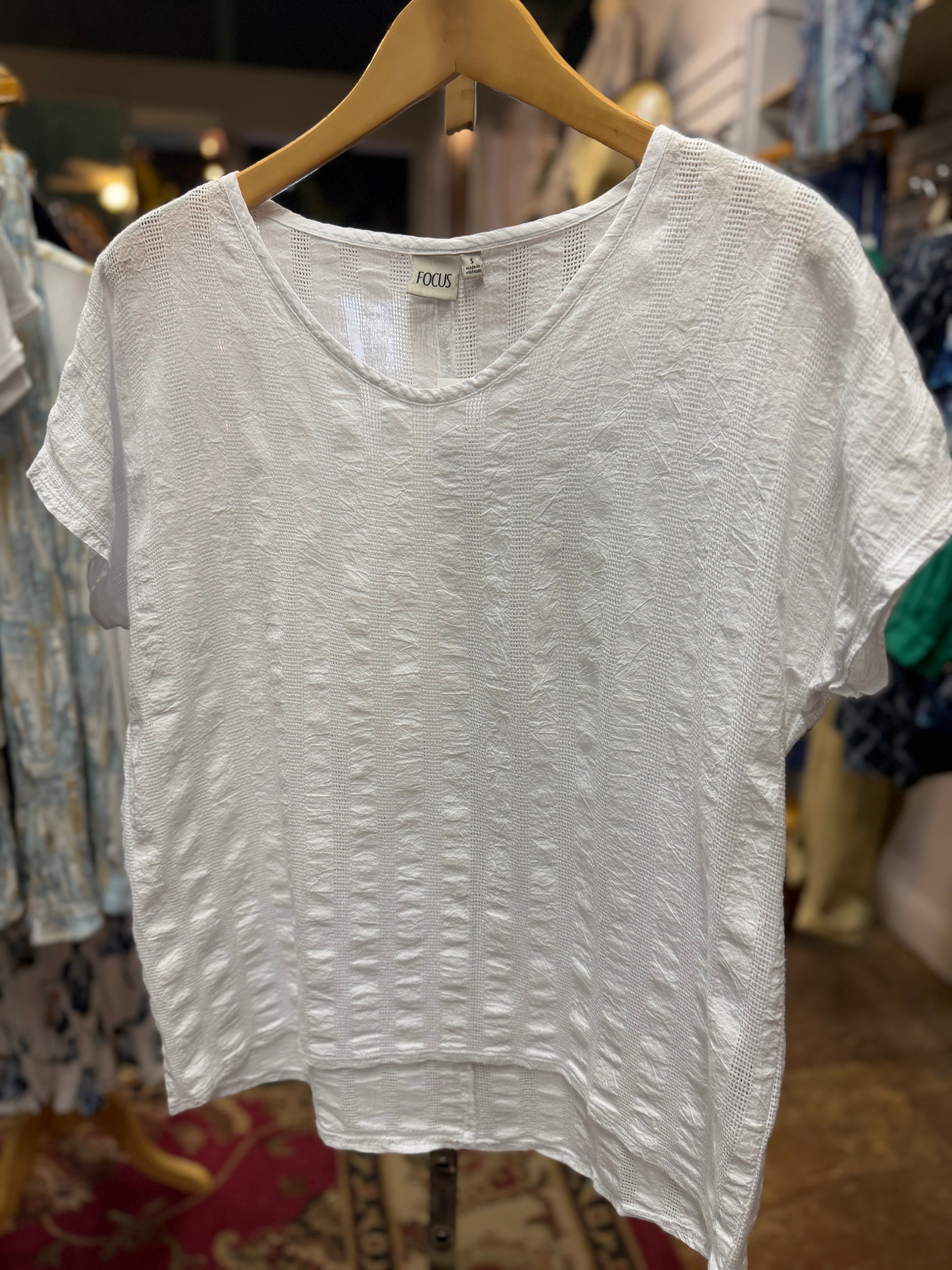 V neck 100% cotton white lightweight top
