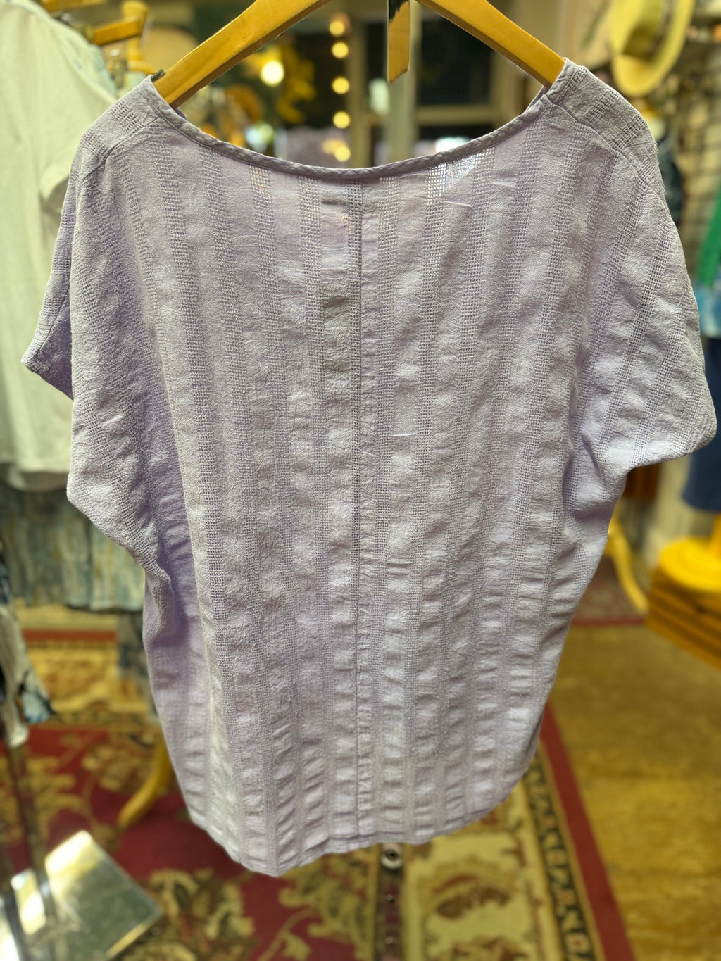V neck 100% cotton lightweight mineral wash lavender top