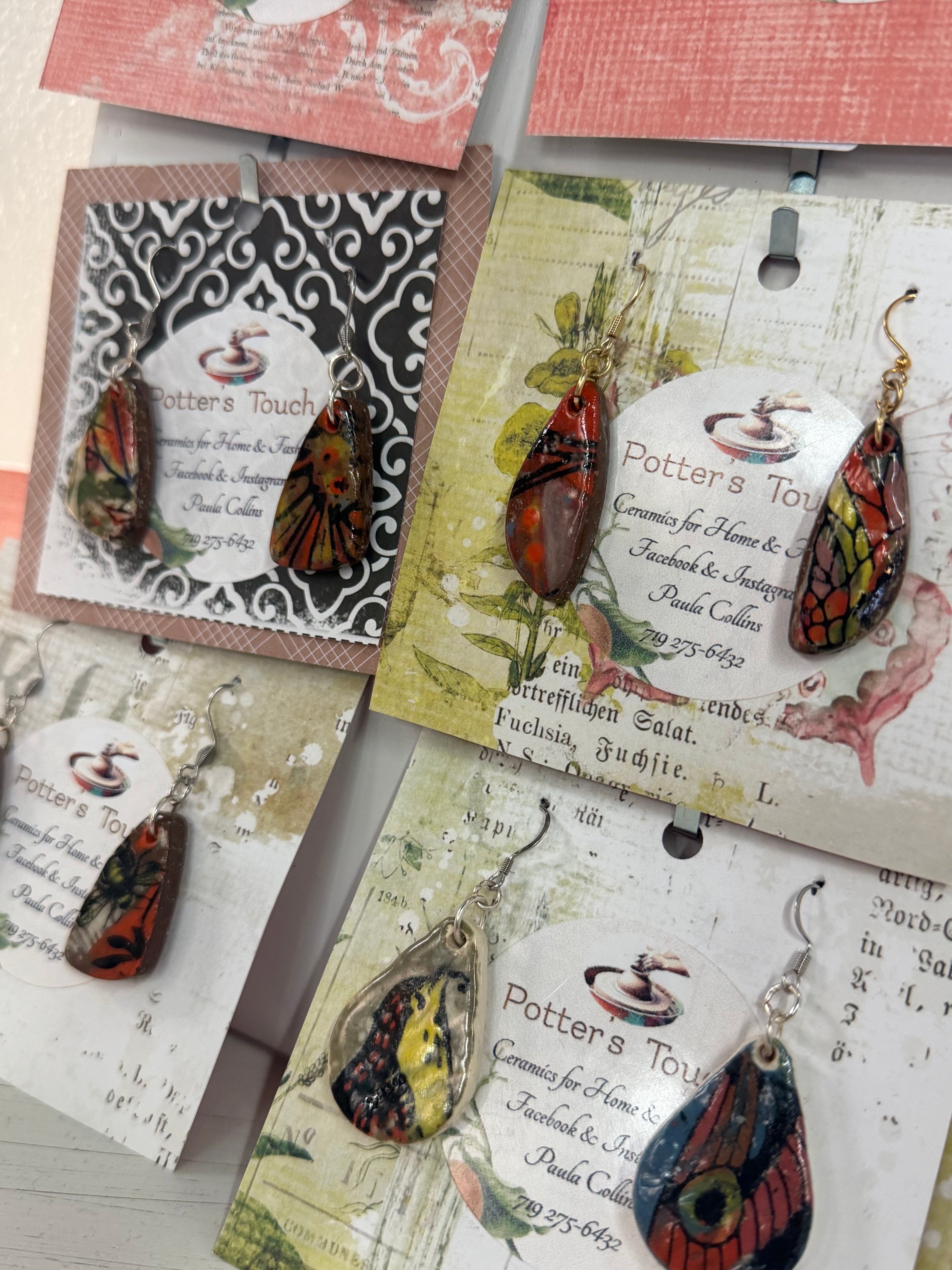 Handmade pottery earrings Paula Collins