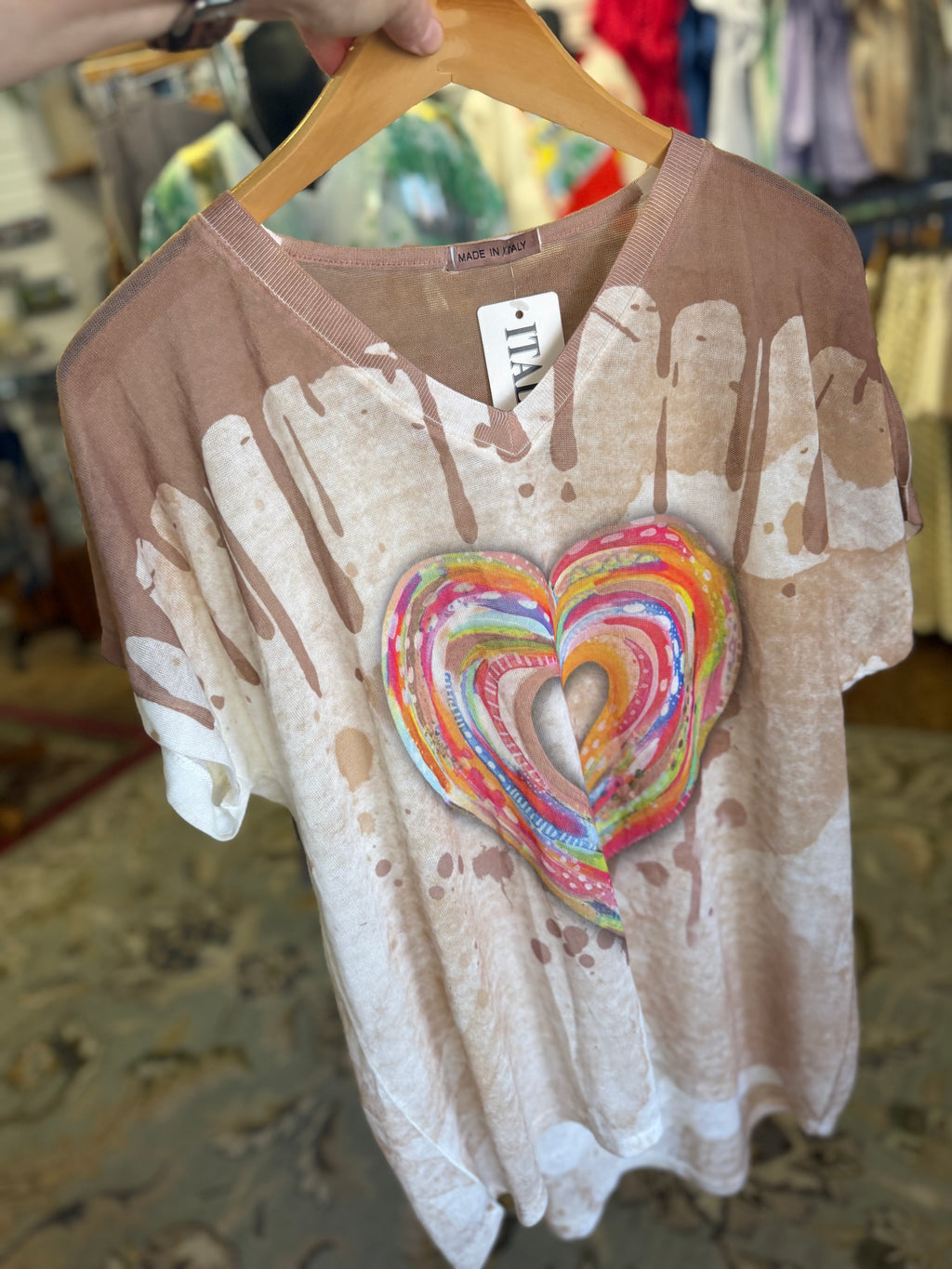 Made in Italy print heart top