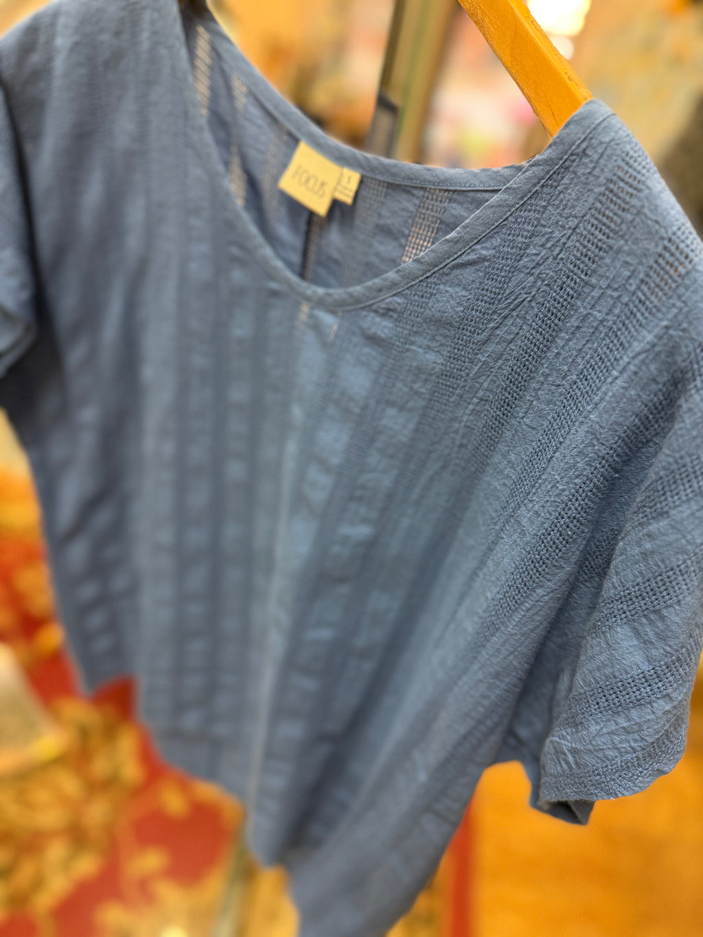 V neck 100% cotton lightweight French blue top