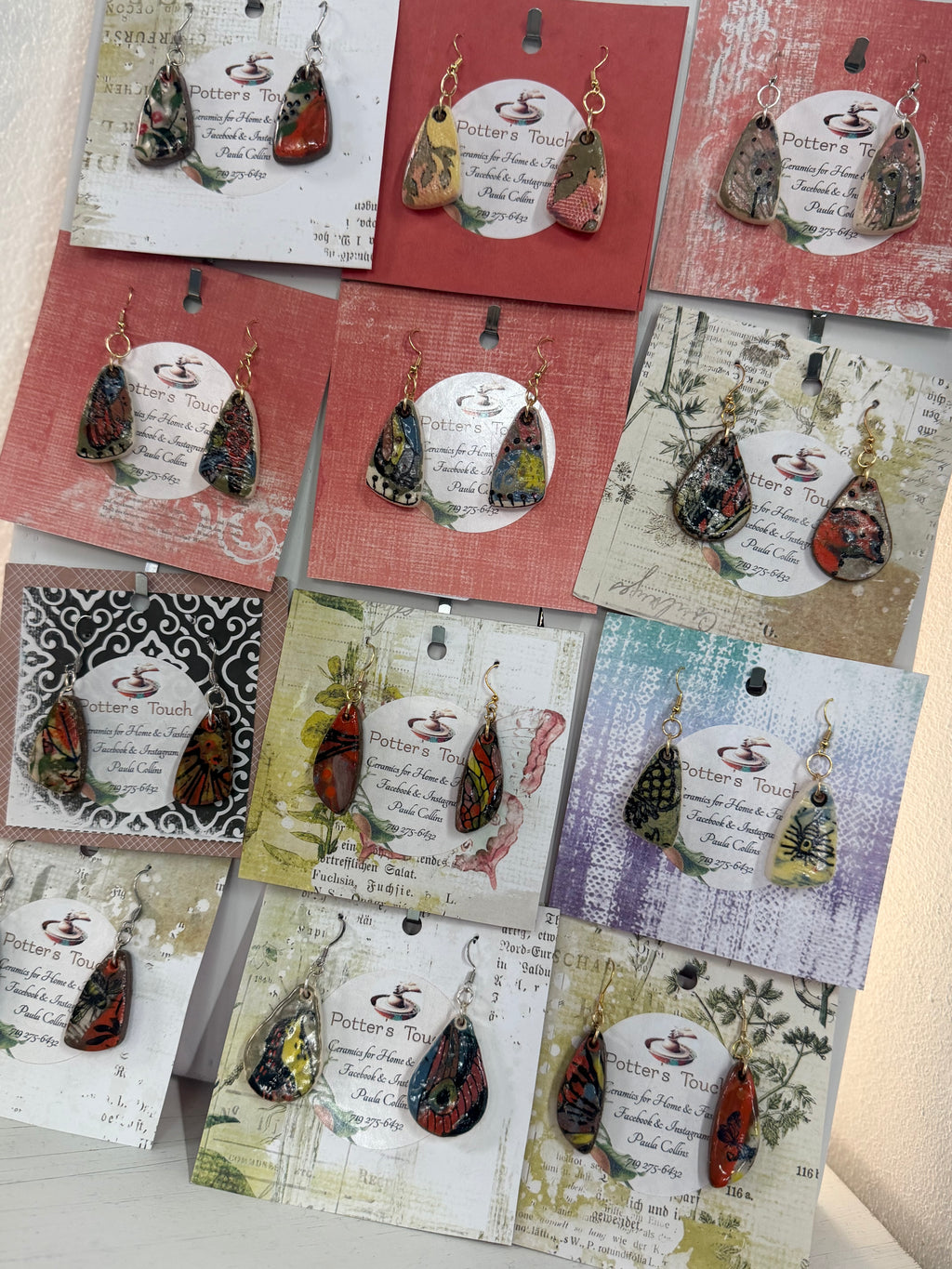 Handmade pottery earrings Paula Collins