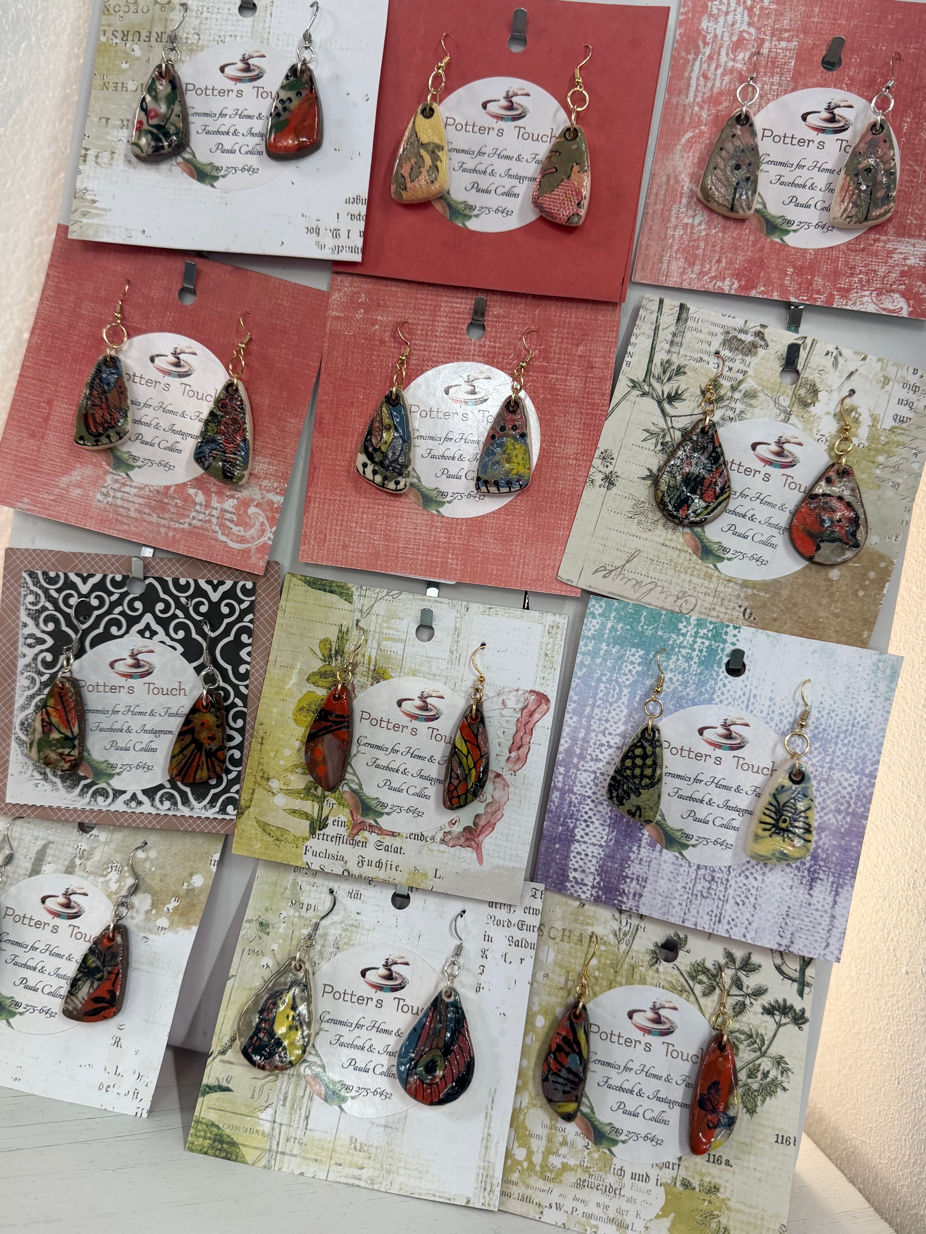 Handmade pottery earrings Paula Collins