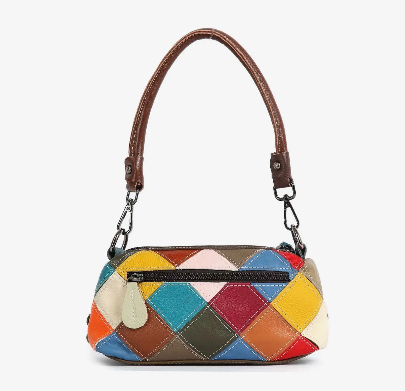 Genuine leather petite colorful floral design bag
