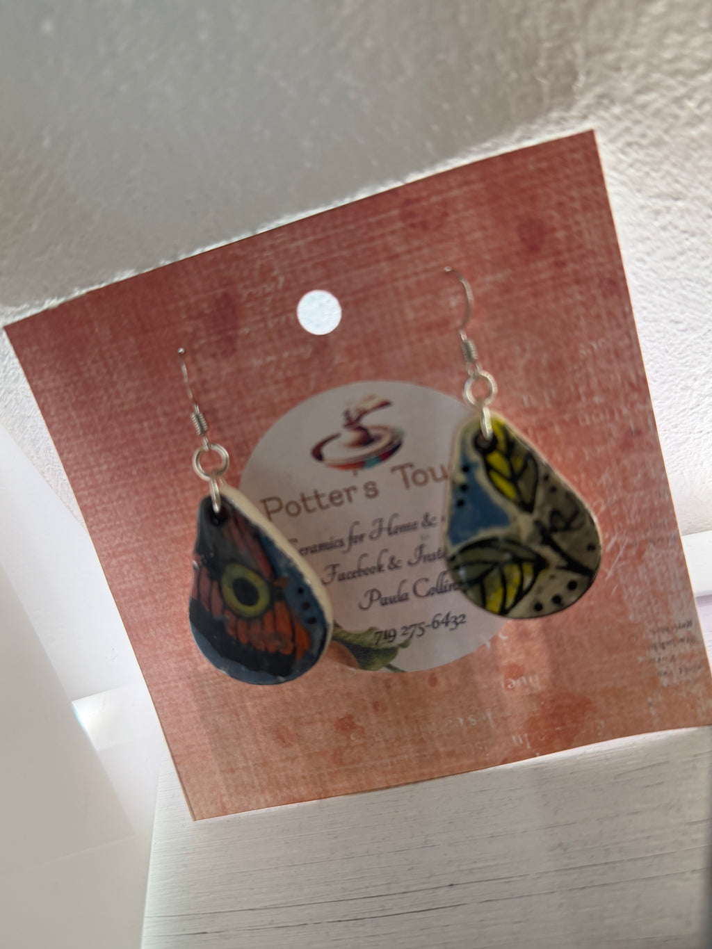 Handmade pottery earrings Paula Collins