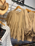 Babydoll khaki top 3/4 sleeve