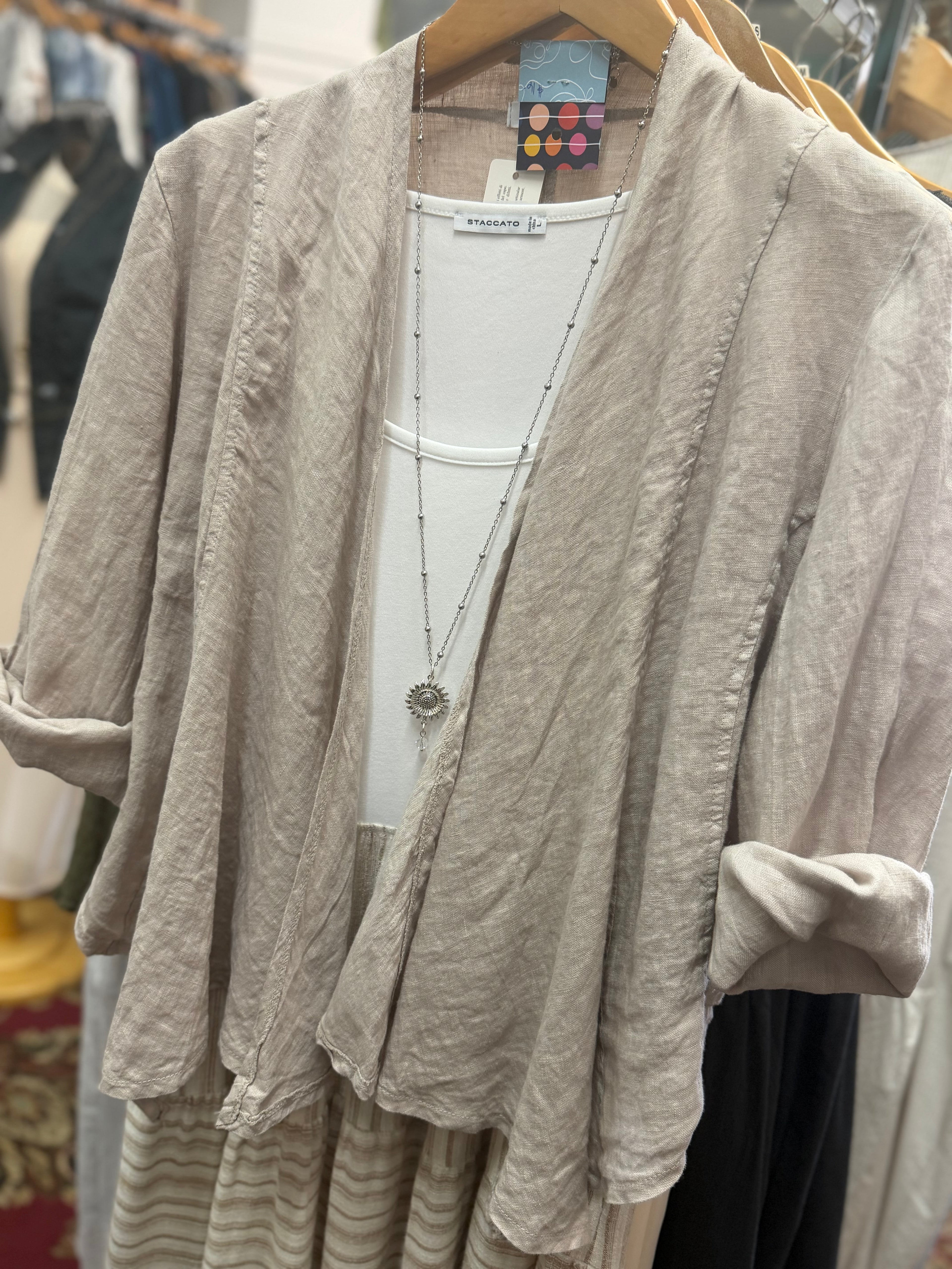 Made in Italy open linen jacket