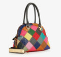 genuine leather colorful satchel handbag