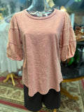 Mineral wash puff sleeve top