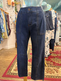Zip front patch pocket slim fit pant with stitch details