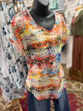 Southwest print v-neck top