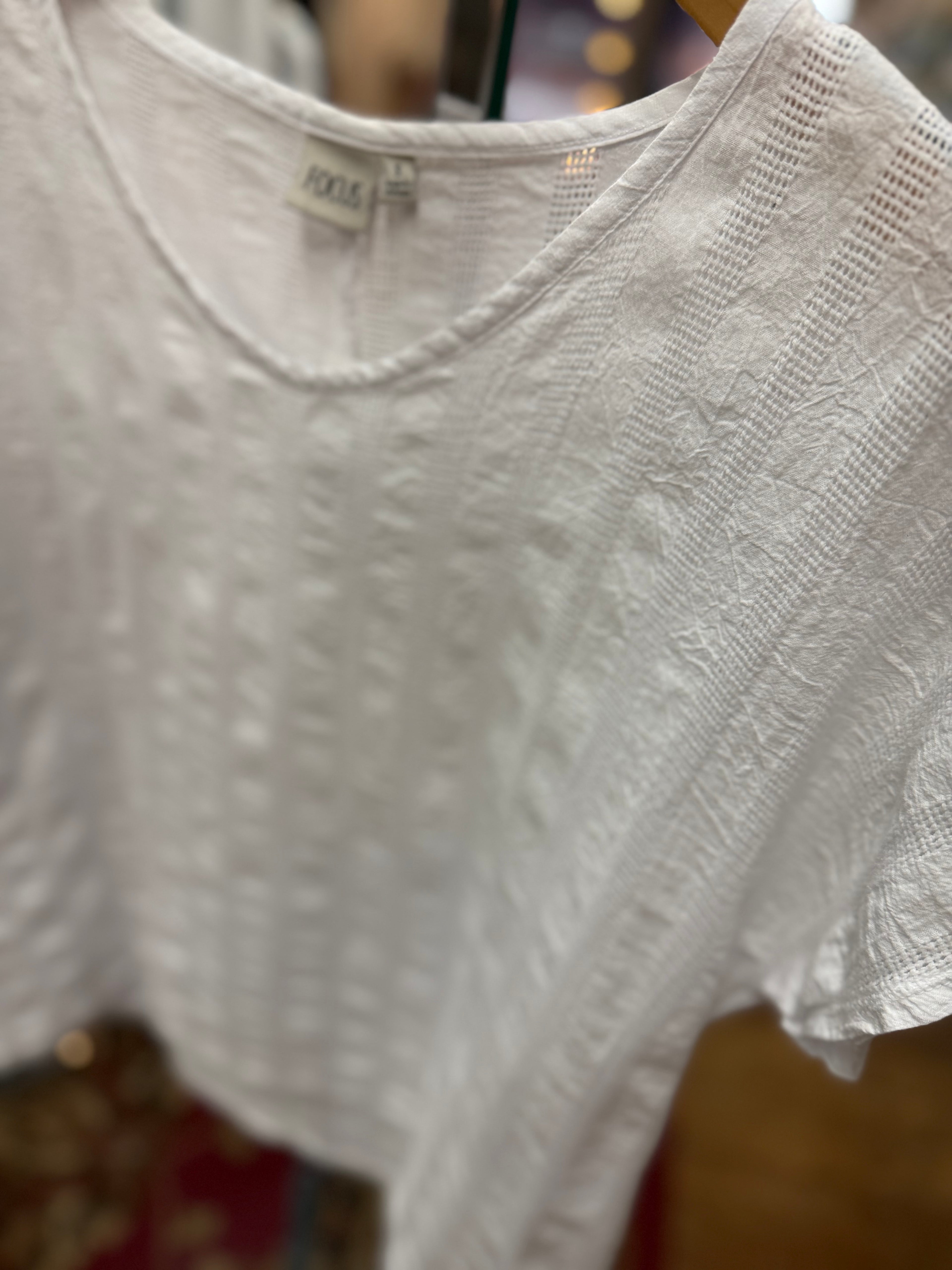 V neck 100% cotton white lightweight top