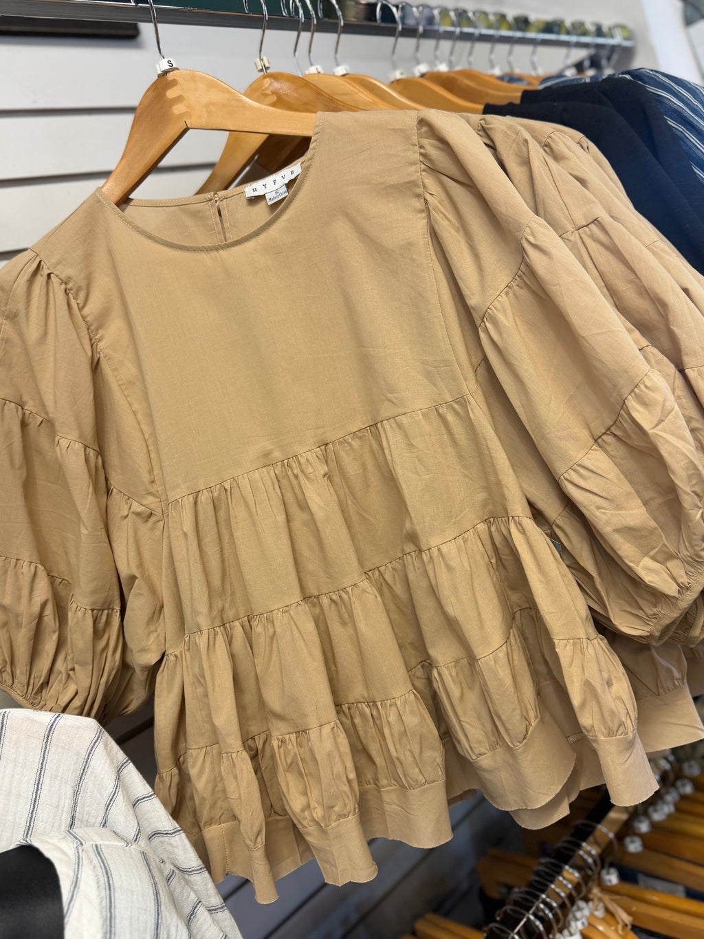 Babydoll khaki top 3/4 sleeve