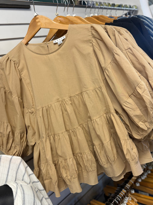 Babydoll khaki top 3/4 sleeve