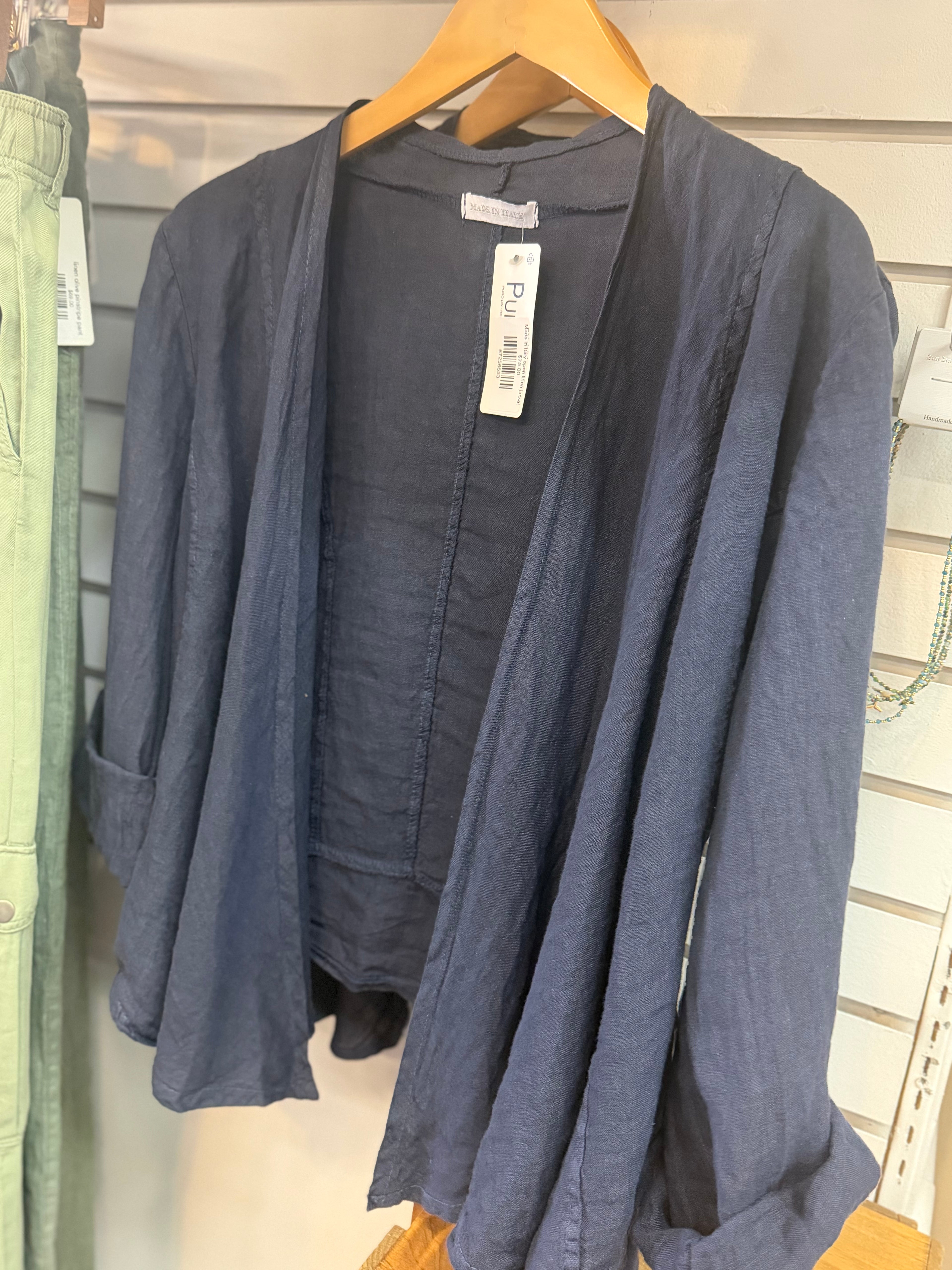 Made in Italy open linen jacket