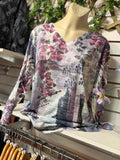 Pinks & purples watercolor floral print burnout tunic
