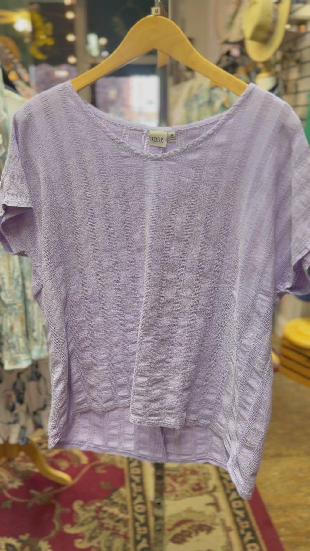 V neck 100% cotton lightweight mineral wash lavender top