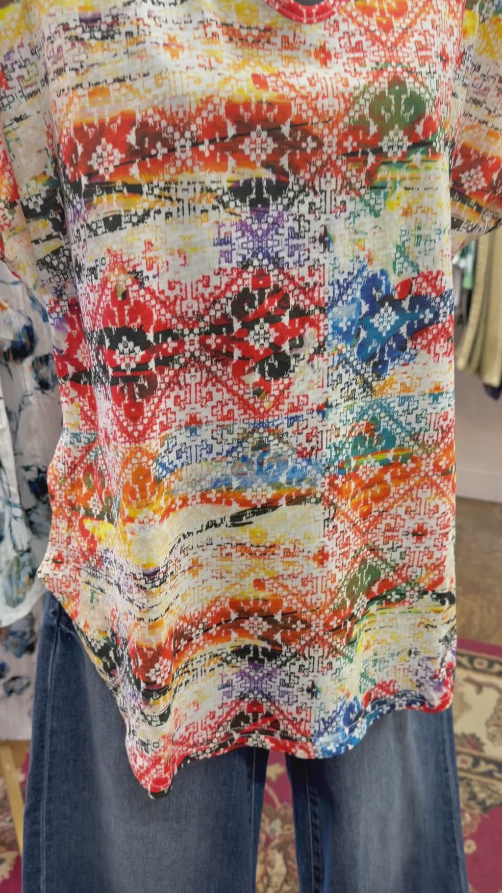 Southwest print v-neck top