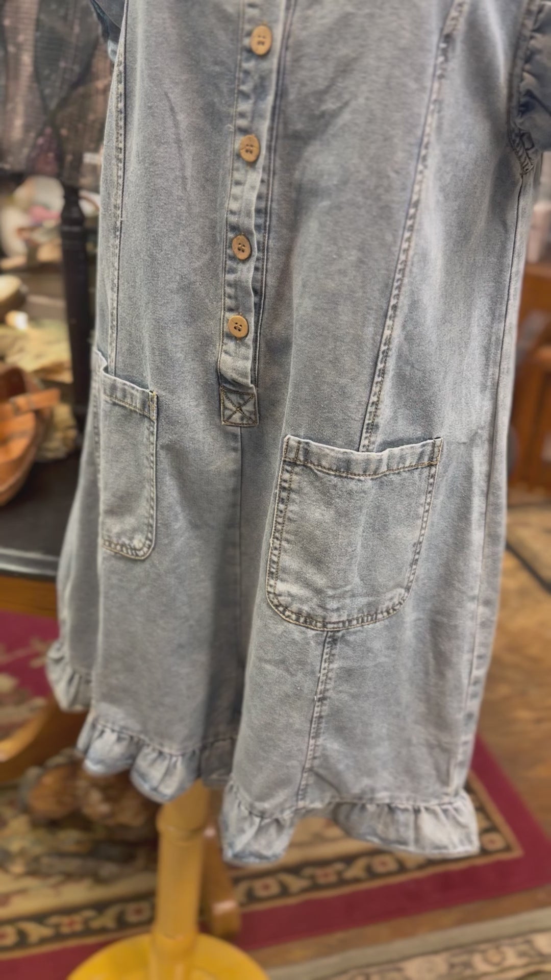 Denim ruffle romper